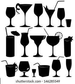 Glass Collection Vector Silhouette Cocktail Party Stock Vector Royalty Free 146285549