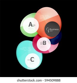 Glass color circles - infographic elements on black, abstract background