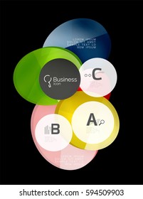 Glass color circles - infographic elements on black, abstract background