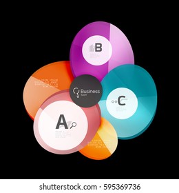 Glass color circles - infographic elements on black, abstract background