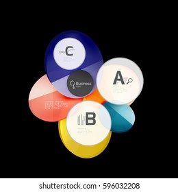 Glass color circles - infographic elements on black, abstract background