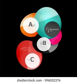 Glass color circles - infographic elements on black, abstract background