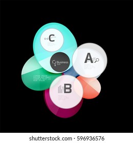Glass color circles - infographic elements on black, abstract background