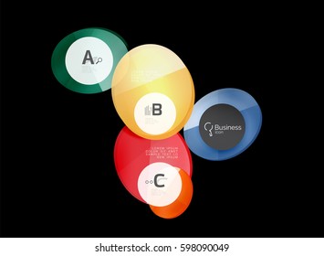 Glass color circles - infographic elements on black, abstract background