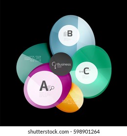 Glass color circles - infographic elements on black, abstract background