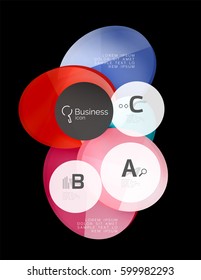 Glass color circles - infographic elements on black, abstract background