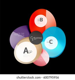 Glass color circles - infographic elements on black, abstract background