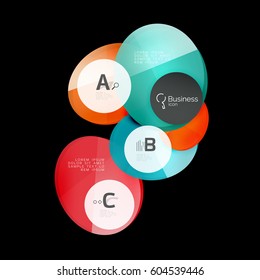 Glass color circles - infographic elements on black, abstract background