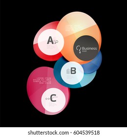 Glass color circles - infographic elements on black, abstract background