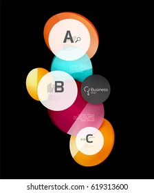 Glass color circles - infographic elements on black, abstract background