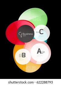 Glass color circles - infographic elements on black, abstract background
