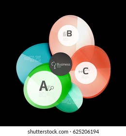 Glass color circles - infographic elements on black, abstract background