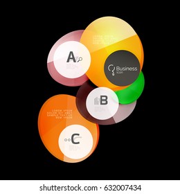 Glass color circles - infographic elements on black, abstract background