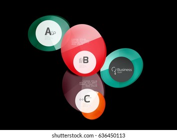 Glass color circles - infographic elements on black, abstract background
