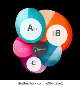 Glass color circles - infographic elements on black, abstract background