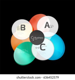 Glass color circles - infographic elements on black, abstract background