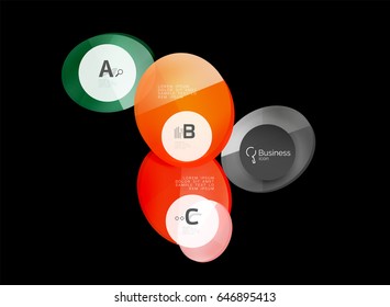 Glass color circles - infographic elements on black, abstract background