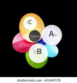 Glass color circles - infographic elements on black, abstract background