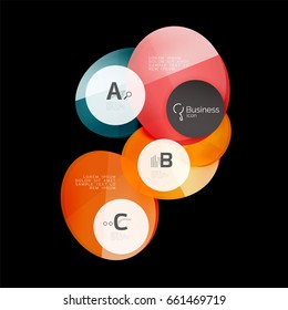 Glass color circles - infographic elements on black, abstract background