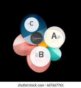 Glass color circles - infographic elements on black, abstract background