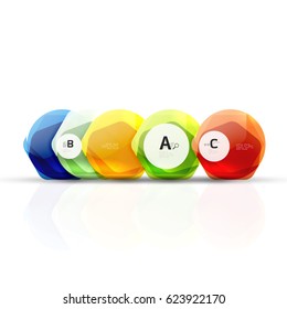 Glass color hexagons. Glossy plastic hexagon design with text and option infographics