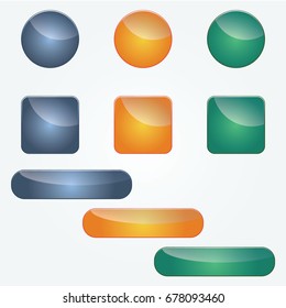 glass color web buttons vector pack