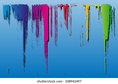 vidrio con ramas de pintura coloreadas