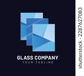 Glass company flat logo design vector template.