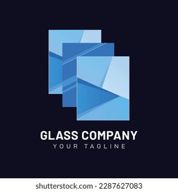 Glass company flat logo design vector template.
