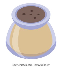 Glass container holding ground cinnamon spice isometric icon illustration
