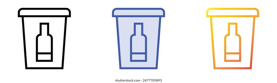 glass container icon. Linear, Blue Fill and Gradient Style Design Isolated On White Background