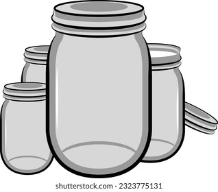 Jar de contenedor de vidrio con iluminación de vectores de tapa