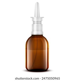 Glass container for nasal spray on a white background. Vector illustration