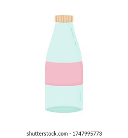 Glass container vector illustration graphic. Hand drawn environment friendly, zero waste bottle. Isolated