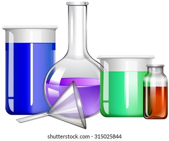 Glass containers with liquid inside illustration