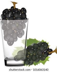 glass containing bunch of grapes