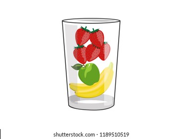 Glass containing fruit for making a smoothie or juice