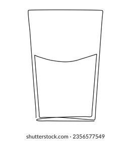 Glass continuous line drawn. Vector illustration isolated on white.