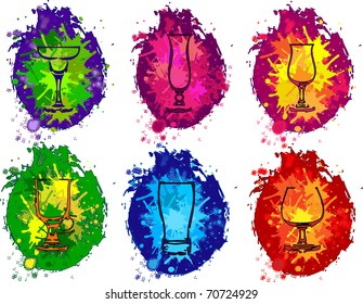 Glass contours on the Bright backgrounds with blots