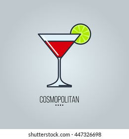 glass of cosmopolitan cocktail vector icon