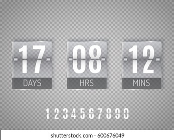 Glass Countdown timer isolated on transparent background. Mechanical clock. Vector template 