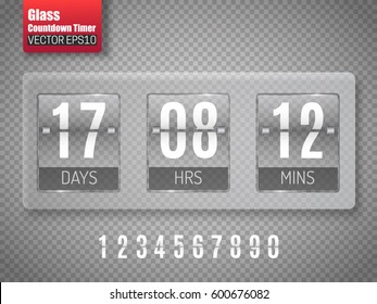 Glass Countdown timer isolated on transparent background. Clock counter. Vector template 