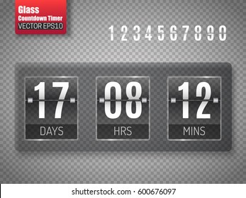 Glass Countdown timer isolated on transparent background. Clock counter. Vector template