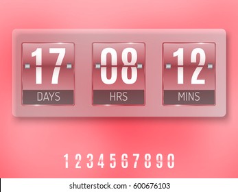 Glass Countdown timer isolated on pink background. Mechanical clock. Vector template 