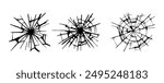 Glass crack broken texture window. Ice glass cracked effect background bullet mirror transparent isolated illustration