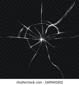 Glass Crack Template. Tansparent Vector Background