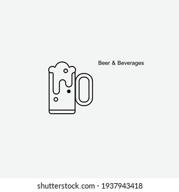 Glass of craft beer.Beer and Beverages icon.Food and dink concept.Vector illustration.
