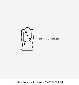 Vidrio de cerveza artesanal.Icono de cerveza y bebidas.Concepto de comida y bebida.Ilustración vectorial.
