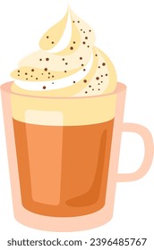 Glass With Cream Drink Vector Illustration
