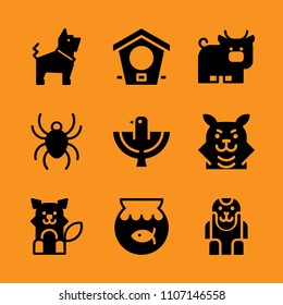 glass, cro-magnon, brown and zodiac icon set. Vector illustration for web and design. svg